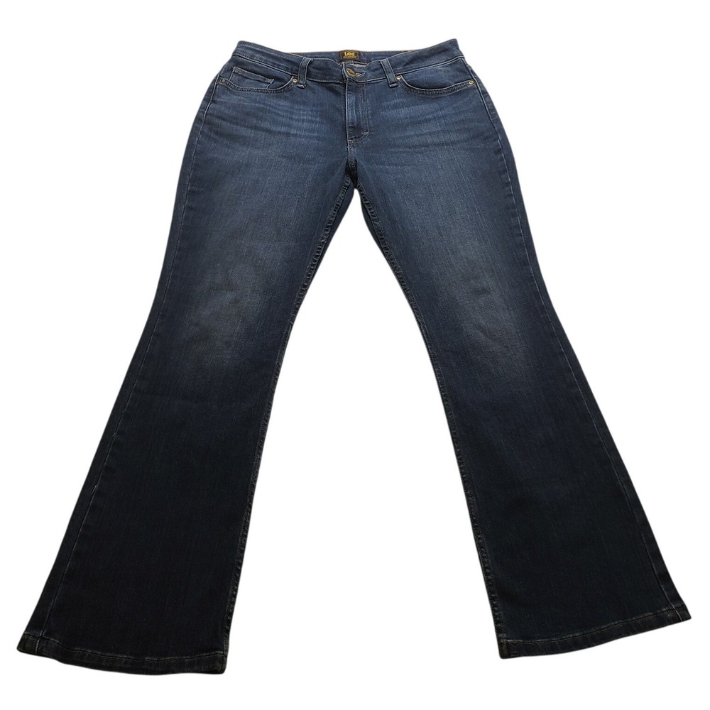Lee Women's Bootcut Jeans Dark Wash Stretch Denim Size 12S Mid Rise Pants Casual